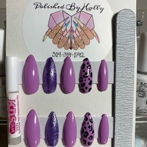 Purple Cheetah print Press On Nails